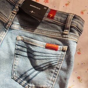 7 For All Mankind Light Blue Denim Jeans with Red Tab